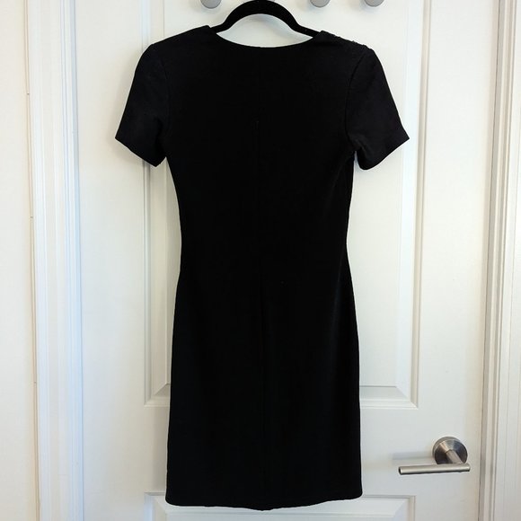 Sequin Black Short-Sleeve Bodycon Dress - Picture 2 of 7